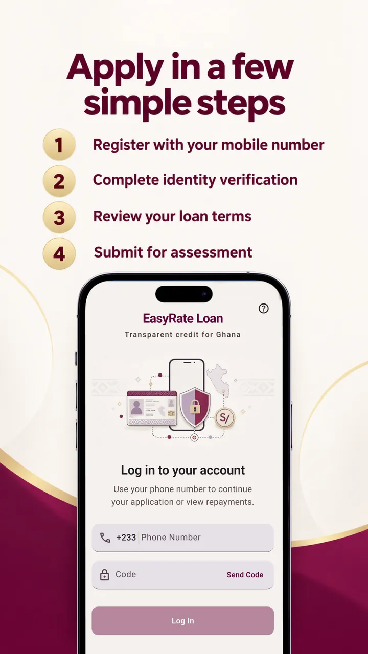 Apply in a few simple steps — register with your mobile number and verify your identity